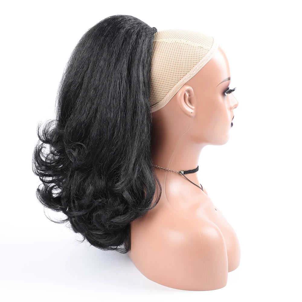 Synthetic Curly Ponytail Hair Drawstring Fake Ponytail Afro Hairpiece Ombre Color High Puff Ponytail Extensions Synthetic Hair