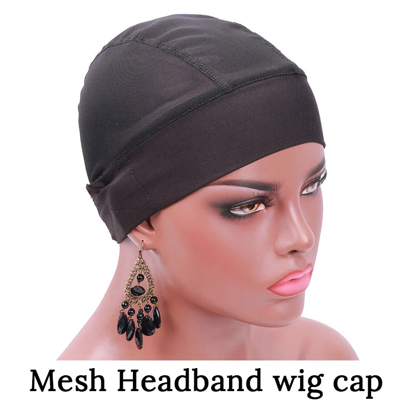 Plussign Gorro de peluca con orificio grande para diadema, para trenzas de ganchillo, para hacer pelucas, ventilación, gorro de peluca de ganchillo con diadema antideslizante