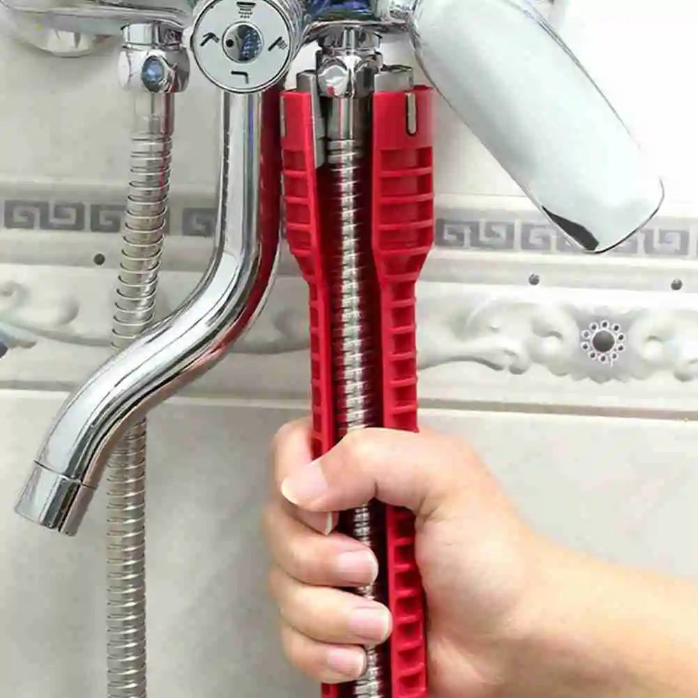Herramientas de fontanería, llave multifunción 8 en 1, llave de grifo de lavabo inglesa, juego de llaves, reparación antideslizante de cocina, tubo multi-llave, herramientas manuales