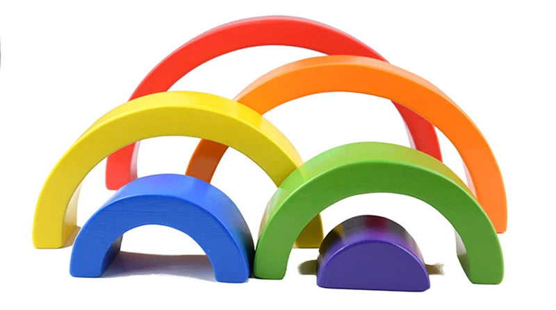 Juguete de madera Montessori para niños, bloques de construcción de arcoíris, juego de equilibrio creativo apilable DIY, juguetes educativos para niños, regalos para niños