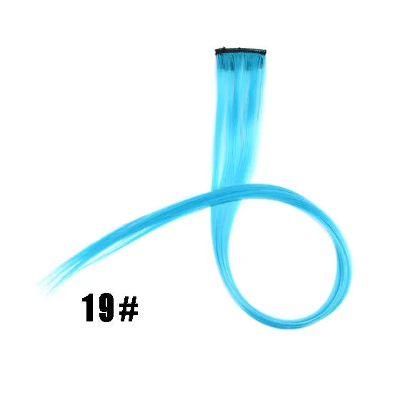 Extensiones de cabello sintético liso de 55,8 cm de largo, 37 colores, ignífugas, de clip, de una sola pieza