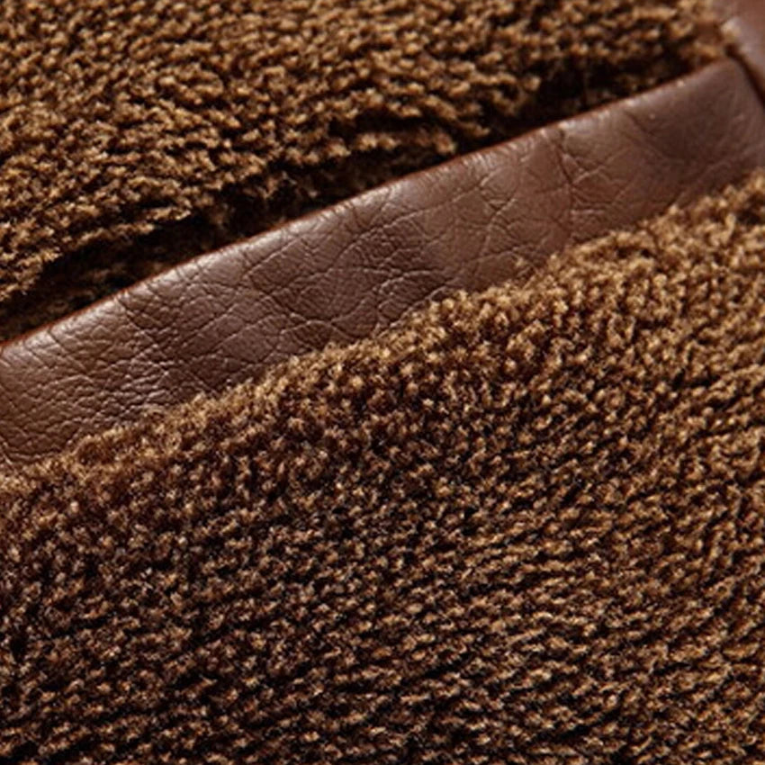 Men’s PU Leather Fur-Lined Jacket