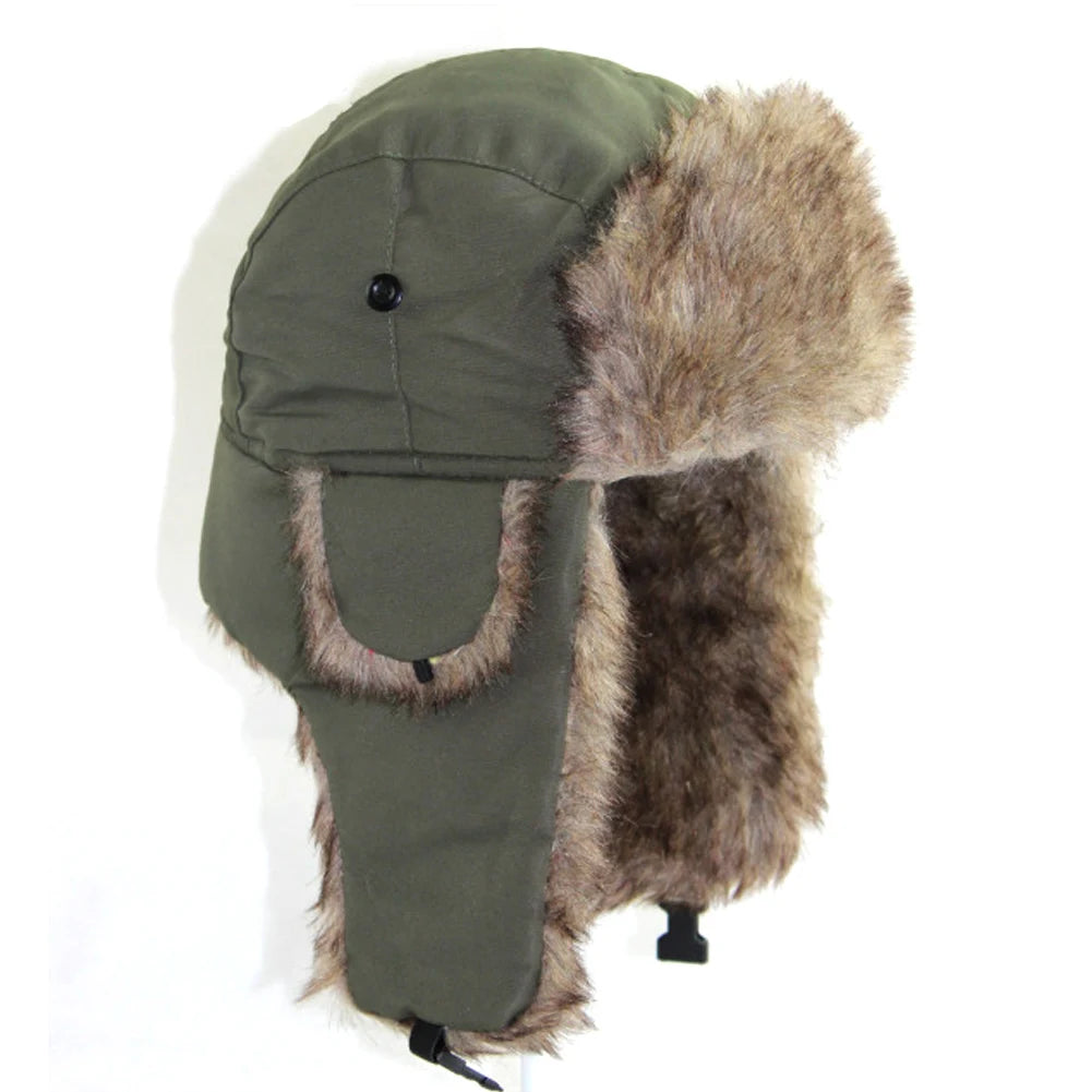 Mens Women Unisex Warm Trapper Aviator Trooper Earflap Winter Flaps Ski Hat New  Hats Russian Ski Hat Faux Fur Hats