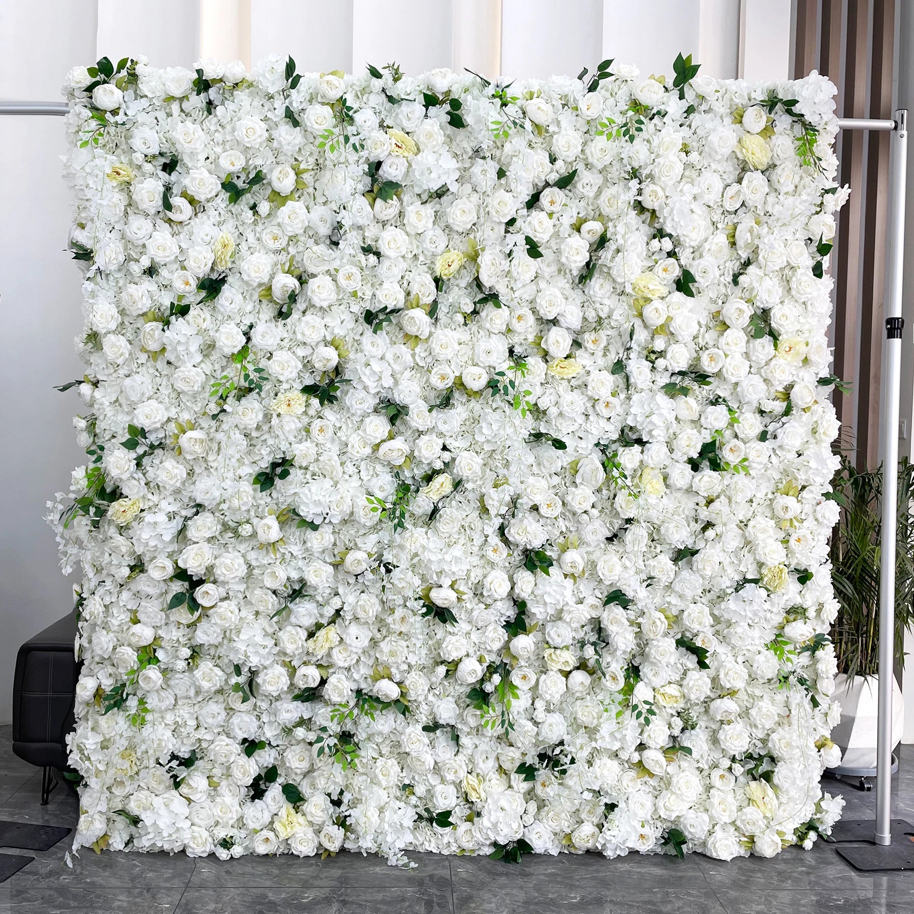 8*8 Lilac Blue Floral Wall Backdrop Panel Arrangement 3D Roll up Artifical Silk Rose Flower Wall for Home Wedding Party Decor