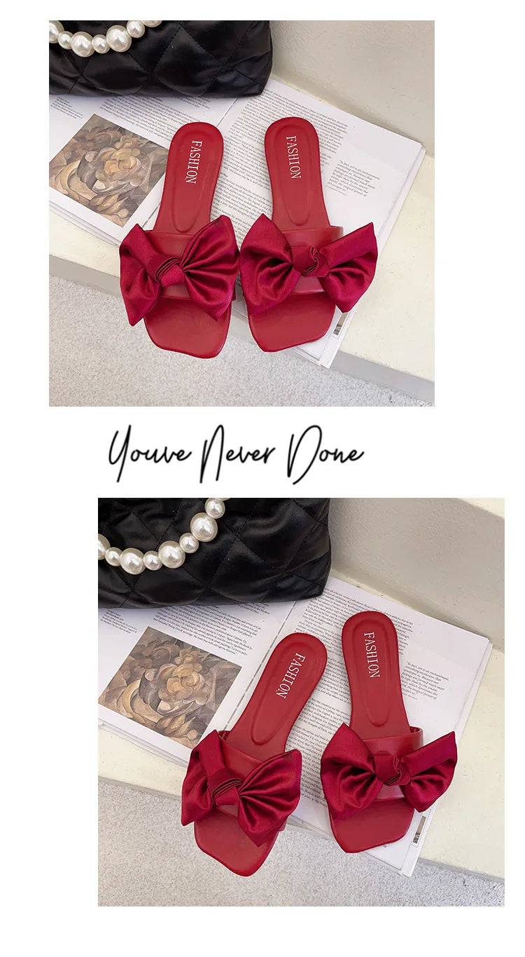 Women's Slippers  Platform Shoes Sandals Female Sexy Bow  Flat Slippers for Ladies Beach Vacation Women Summer Flip-flops