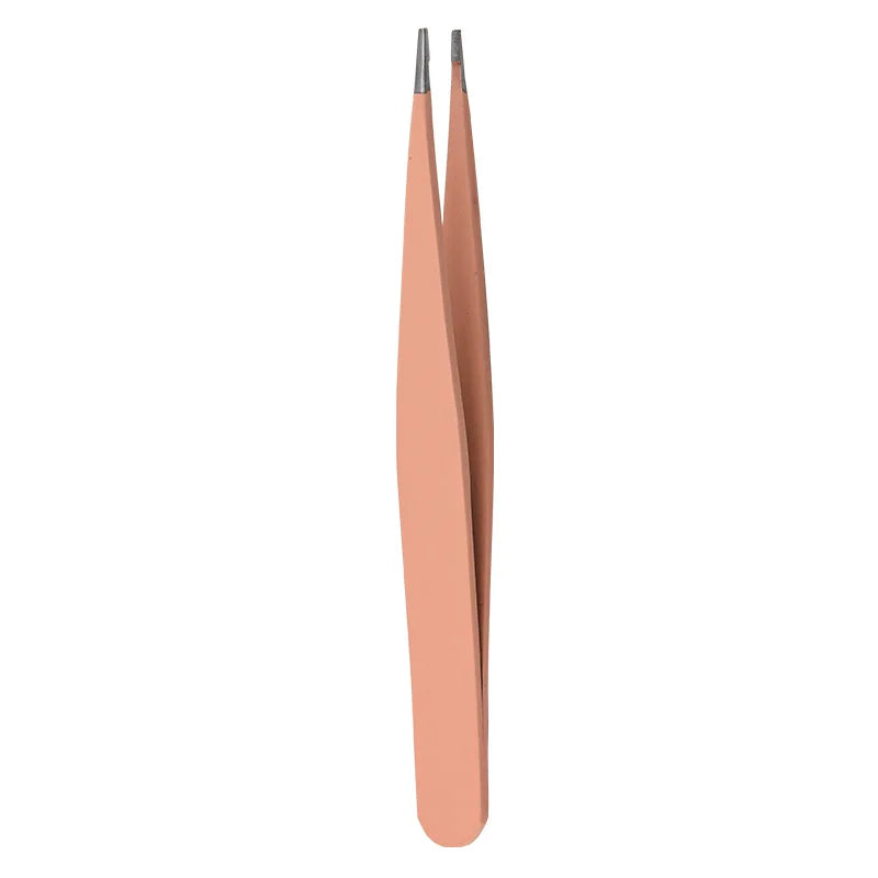 Hair Removal Tweezers Stainless Steel Eyebrow Tweezers Pink Slanted Black Tip Point Face Harmless Makeup Beauty Tool Sliver