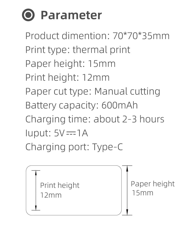 Mini Portable Label Printer Label Maker Machine Small Label Maker Pocket Sticker PrinterFor Home/Office Similar to D110/D11