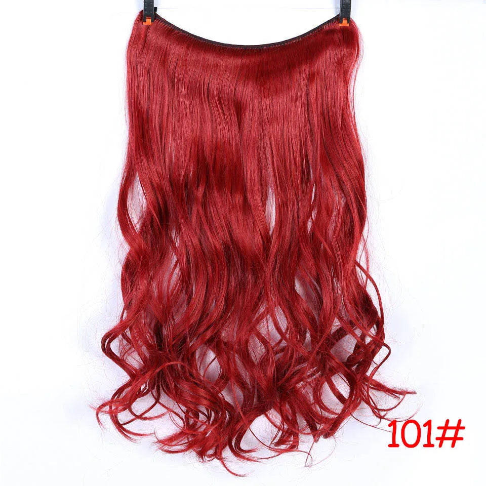 Allaosify Synthetic Hair Extension 24 Inch Curly Natural Black Red Brown Blonde Hairpieces With Fish Line Wavy False Hair Piece