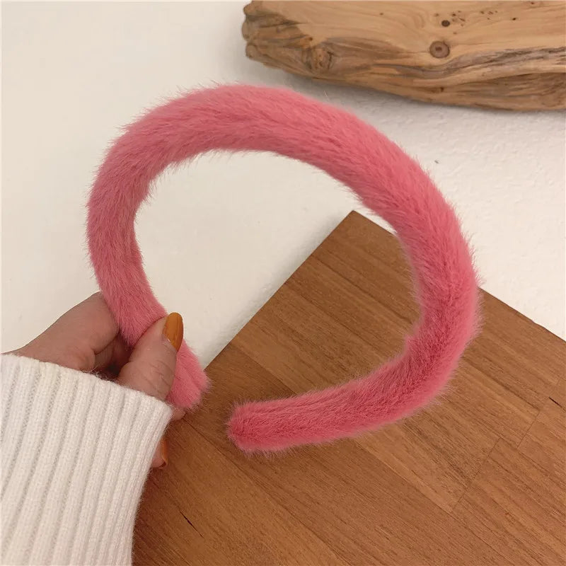 Warm Imitate Rabbit fur Headband For Women Thicken Plush Wide Hair Hoop Sweet Hair Bands For Girls Bezel New Hair Accessories