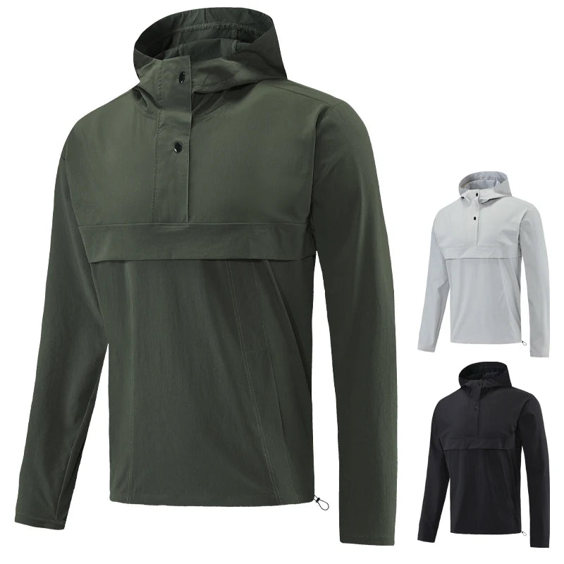 New Men Jackets Windbreak Autumn Camping Hiking Hoodie Soild Color Outdoor Training Male Running Sports Sweatshirts Coat