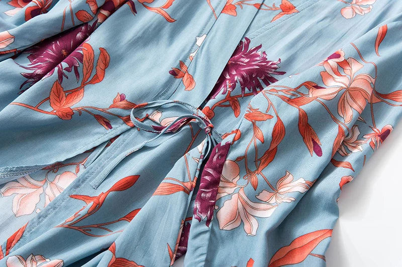 Women Sexy Pajama Sleepwear Sets Floral Printed Pyjama Femme Robe for Ladies Home Suit Spring Summer Nightwear Pijama 3 Pieces