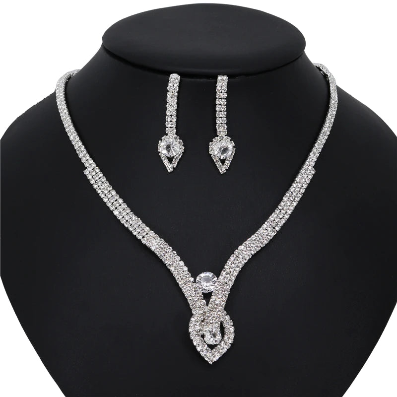 Juego de joyas de cristal con diamantes de imitación – Lujoso, brillante y perfecto para novias