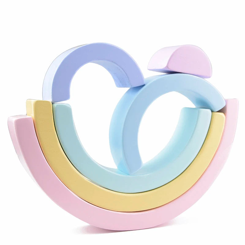 Juguete de madera Montessori para niños, bloques de construcción de arcoíris, juego de equilibrio creativo apilable DIY, juguetes educativos para niños, regalos para niños