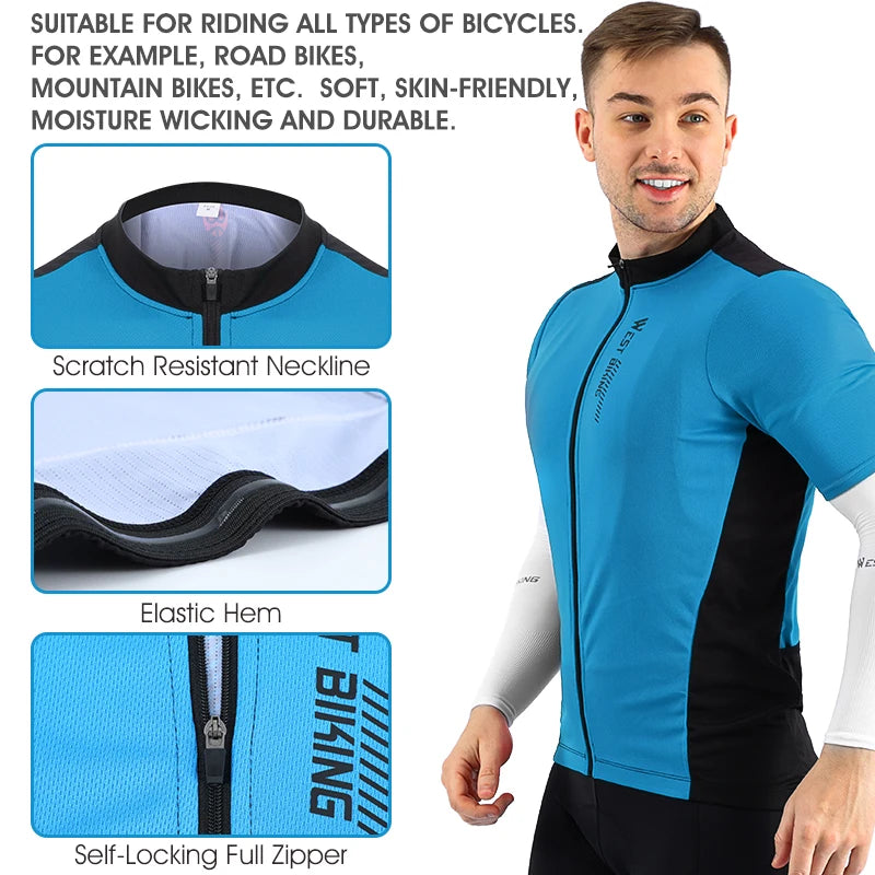 WEST BIKING XS-XXXL Maillot de Ciclismo de Verano Transpirable para Hombre, de Equipo de Competición, Maillot de Bicicleta de Deporte, Camiseta, Ropa, Maillot de Ciclismo de Manga Corta