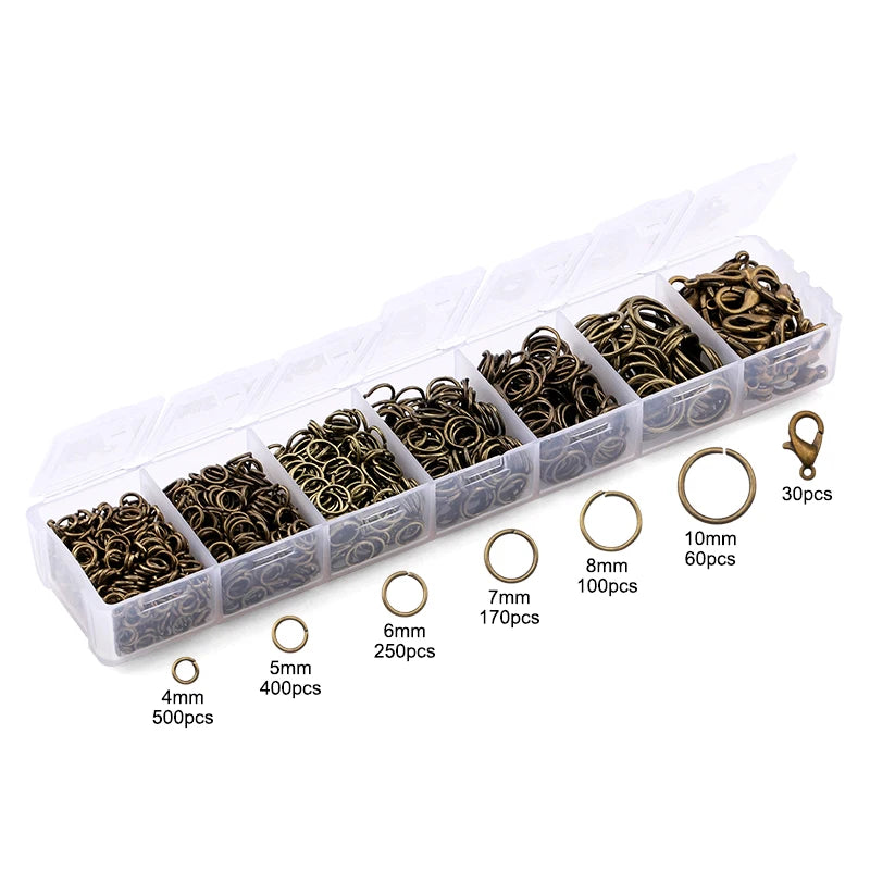 A Set Jewelry Findings Tool Set Open Jump Rings,Jewelry Pliers, Lobster Clasps hooks, jewelry tweezers Jewelry Making Supplies