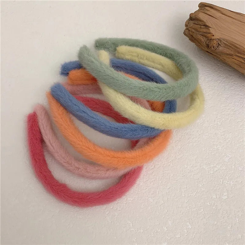 Warm Imitate Rabbit fur Headband For Women Thicken Plush Wide Hair Hoop Sweet Hair Bands For Girls Bezel New Hair Accessories