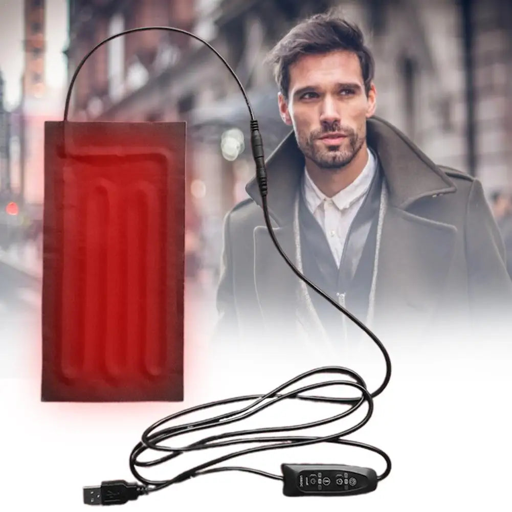 Almohadillas térmicas de 5V USB para pegar en la ropa, chaqueta, chaleco, almohadilla térmica USB de fibra de carbono de calentamiento rápido para espalda, cuello, hombros y vientre