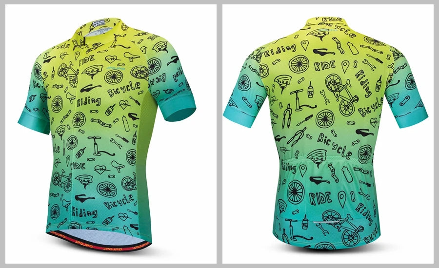 Maillot de Ciclismo para Hombre, Bicicleta de Montaña, Carretera, MTB, Camiseta de Verano, Ropa de Ciclismo de Carreras, Uniforme, Chaquetas, Blanco y Rojo