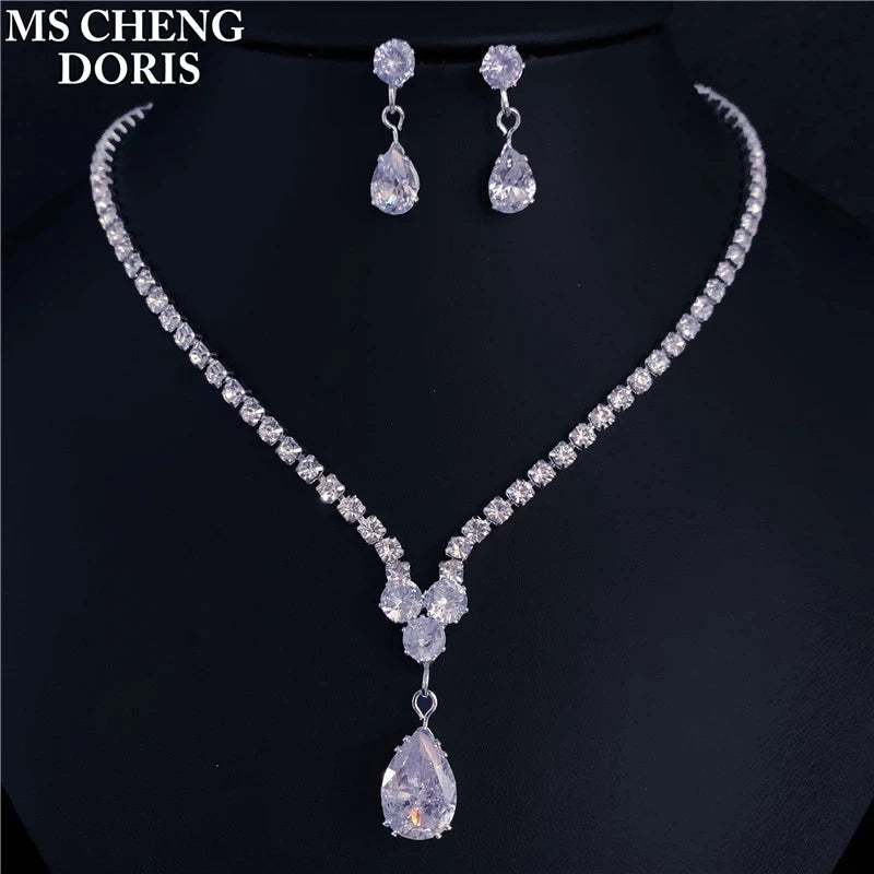 Juego de joyas de cristal con diamantes de imitación – Lujoso, brillante y perfecto para novias