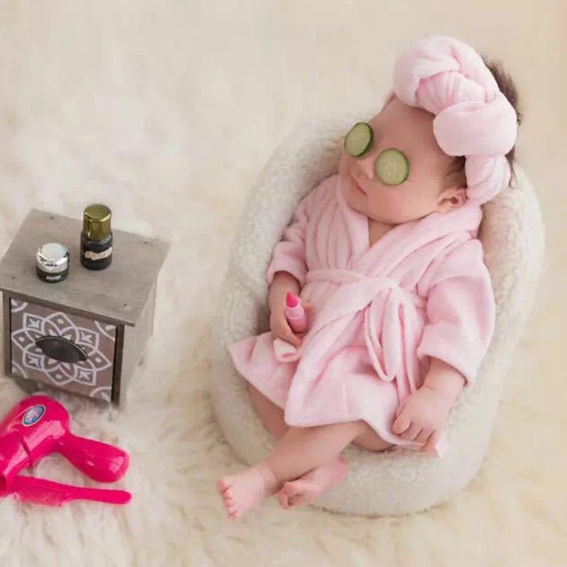 Nuevos Albornoces para Bebé Toalla de Baño de Color Sólido Bata de Bebé Cálida con Capucha y Cinturón Accesorios de Fotografía para Recién Nacidos Accesorios para Sesiones de Fotos de Bebés