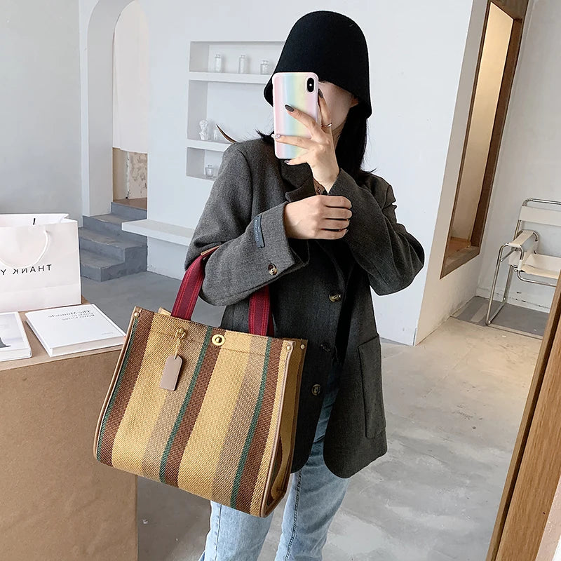 Luxury Women Canvas Handbags High Quality Ladies Large Capacity Purse Shoulder Bag Designer Female Travel Tote Messenger Bags