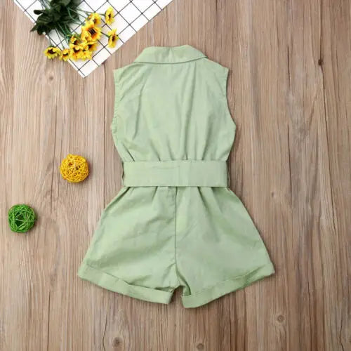 Ropa para bebés y niñas a la moda, sin mangas, con lazo en la cintura, trajes de verano, pelele, ropa para niños