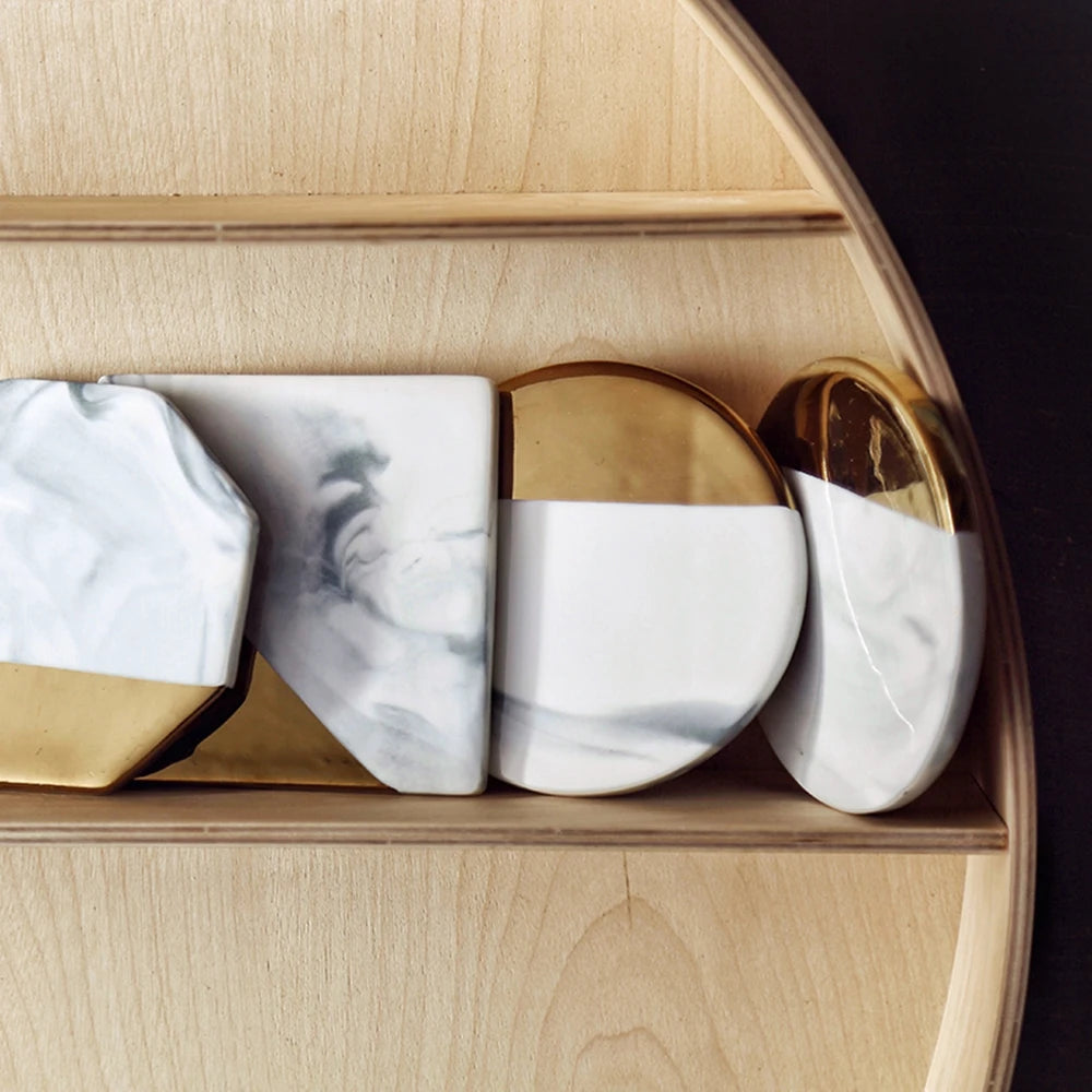 Posavasos de cerámica creativo con imitación de mármol, tapete para tazas de café, decoración de mesa de escritorio, posavasos para bebidas, tapete de vidrio, herramienta de cocina