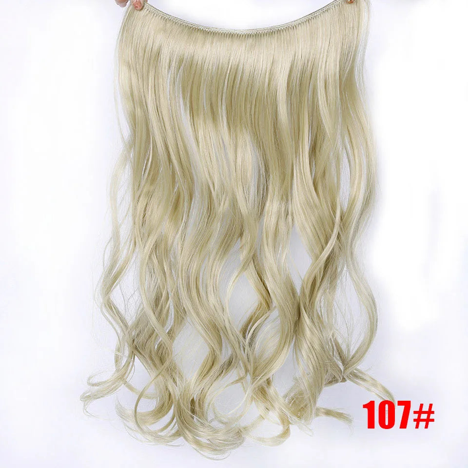 Allaosify Synthetic Hair Extension 24 Inch Curly Natural Black Red Brown Blonde Hairpieces With Fish Line Wavy False Hair Piece