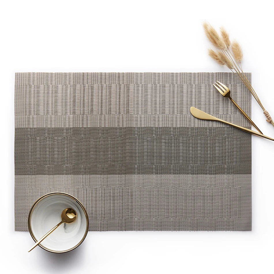Placemats for Dining Table PVC Bamboo Pattern Table Mats Multiple Colors Non-Slip Heat Resistant Washable Easy to Clean
