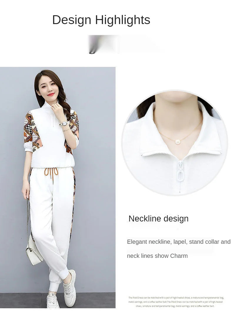 Women's Fashion Pencil Pant Suit New Summer Leisure Clothing Foreign Style Crop Top Two Piece Set Women Leggings Tracksuit