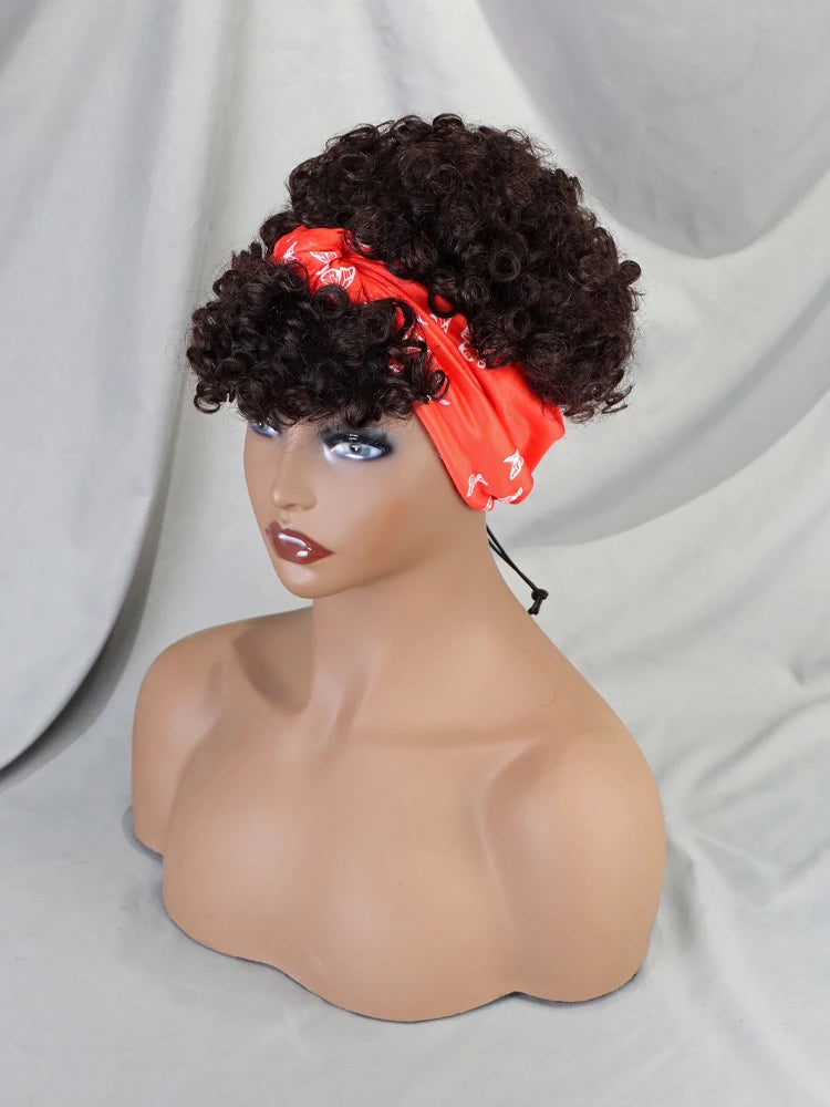 Color 1B/30 Diadema Pixie Cut Peluca de Pelo Corto Diadema Corte Corto Pelucas Completas Hechas a Máquina Pelo Rizado Peluca Con Diadema