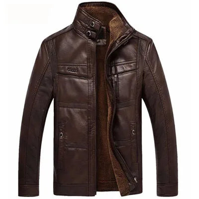 Men’s PU Leather Fur-Lined Jacket