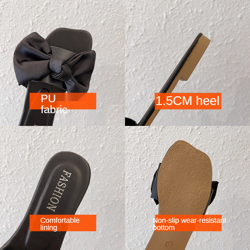 Women's Slippers  Platform Shoes Sandals Female Sexy Bow  Flat Slippers for Ladies Beach Vacation Women Summer Flip-flops