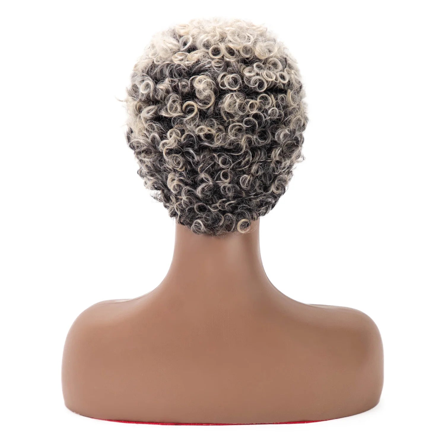 Synthetic Wig Short Afro Curly Ombre Grey Wigs for Women Gray Mixed White Kinky Curly Wig Natural Looking Pixie Cut Cosplay Wig