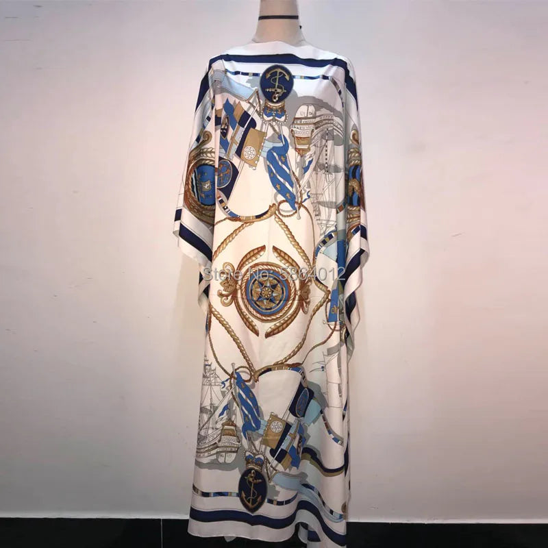 Vestidos Estampados Para Mujer 2021 Diseño de Moda Vestido Suelto Manga Murciélago Maxi Largo Vestidos de Fiesta Verano Otoño Elegante