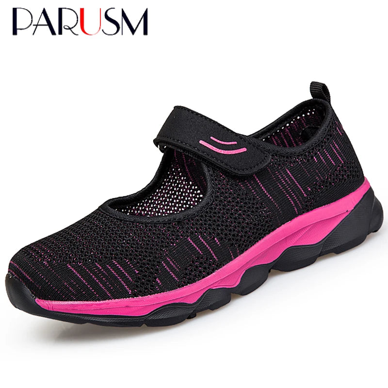 Zapatos de plataforma plana de moda de verano para mujer Zapatillas casuales de malla transpirable para mujer Zapatos de barco para damas