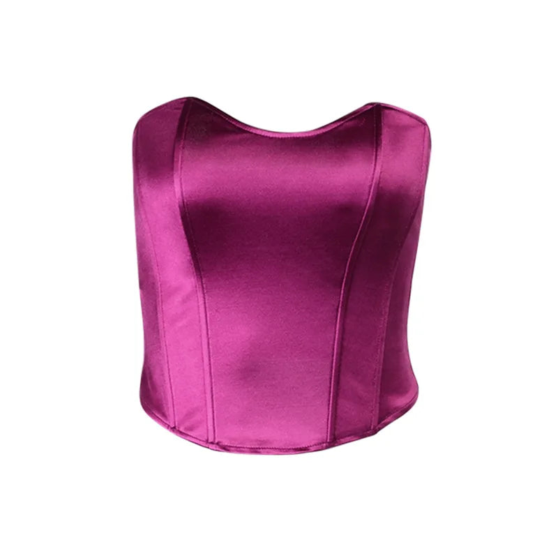 Sexy Women Tube Tops Solid Sleeveless Slim Skinny Corset Cropped Top Summer Casual Elegant Female Strapless Vest