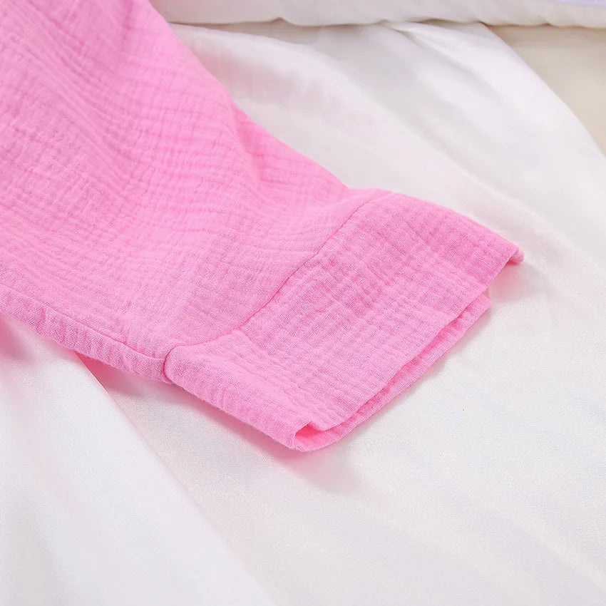Cotton Pajamas For Women Sets Suit Casual Sleepwear Turn-Down Collar Nine Quarter Sleeve Sleep Tops Shorts Female Homewear 2023