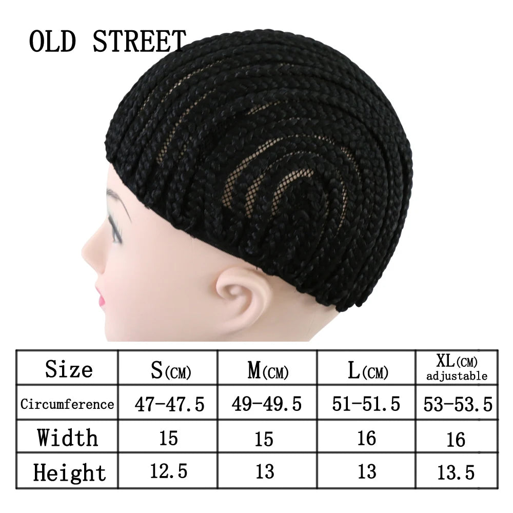 Black Synthetic Braided Wig Cap for Crochet Hair Braids Breathable Cornrow Cap for Easier Sew-in Weave Hair Glueless