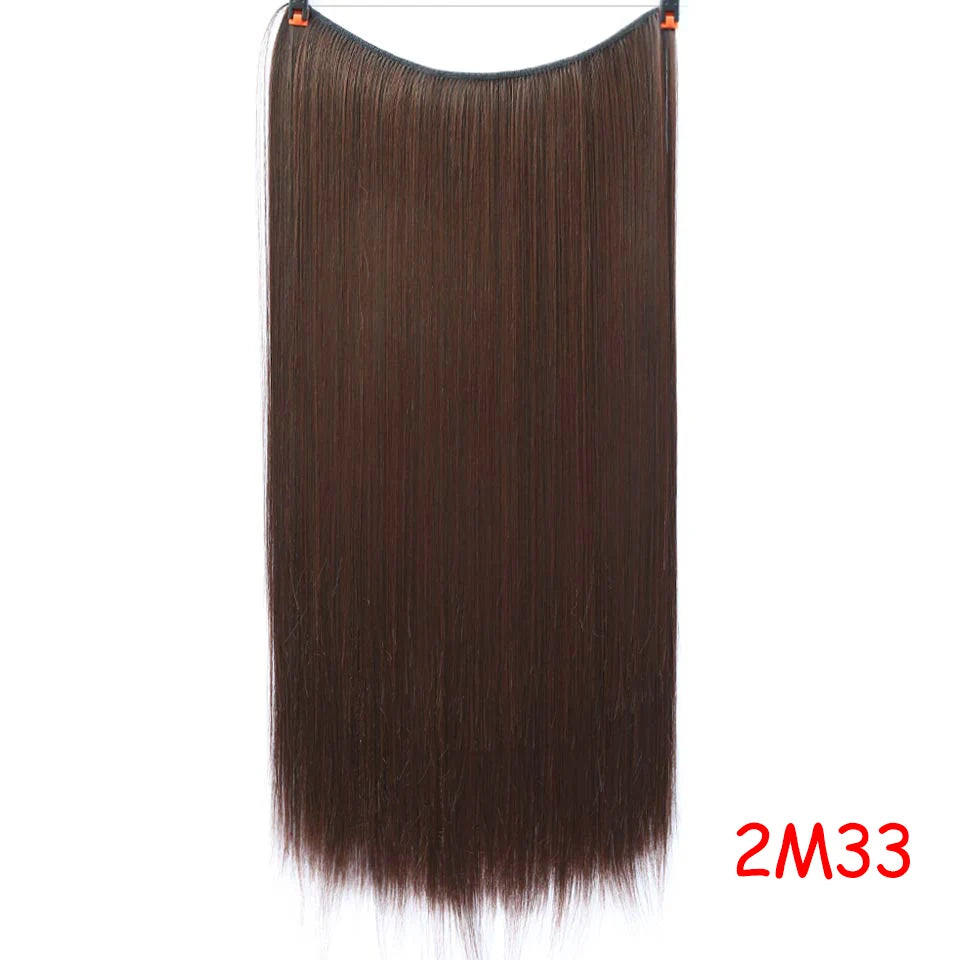 Allaosify Synthetic Hair Extension 24 Inch Curly Natural Black Red Brown Blonde Hairpieces With Fish Line Wavy False Hair Piece
