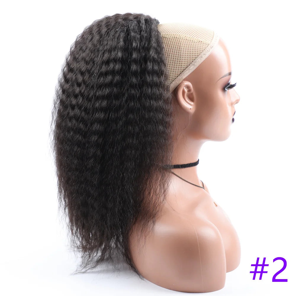 Queue de cheval synthétique bouclée avec cordon de serrage, extension de cheveux élastique pour femmes, postiche afro bouffante