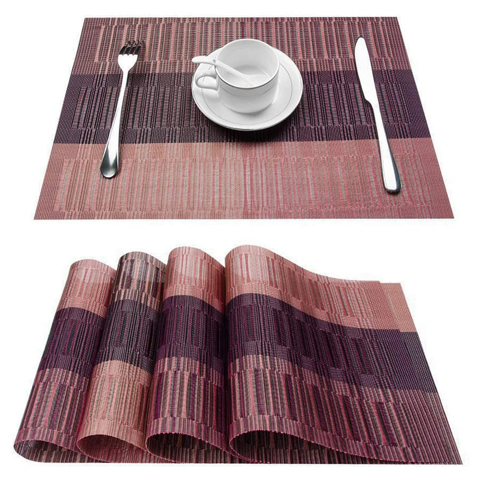 Placemats for Dining Table PVC Bamboo Pattern Table Mats Multiple Colors Non-Slip Heat Resistant Washable Easy to Clean