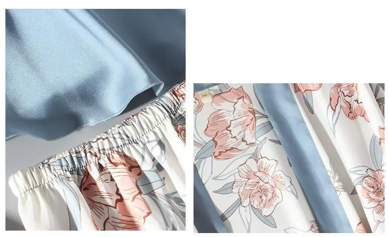Conjunto de pijama de mujer, ropa de dormir casual, traje de bata de satén, ropa de noche para estar en casa, cuello en V, pijama suave, albornoz kimono, camisón lencería