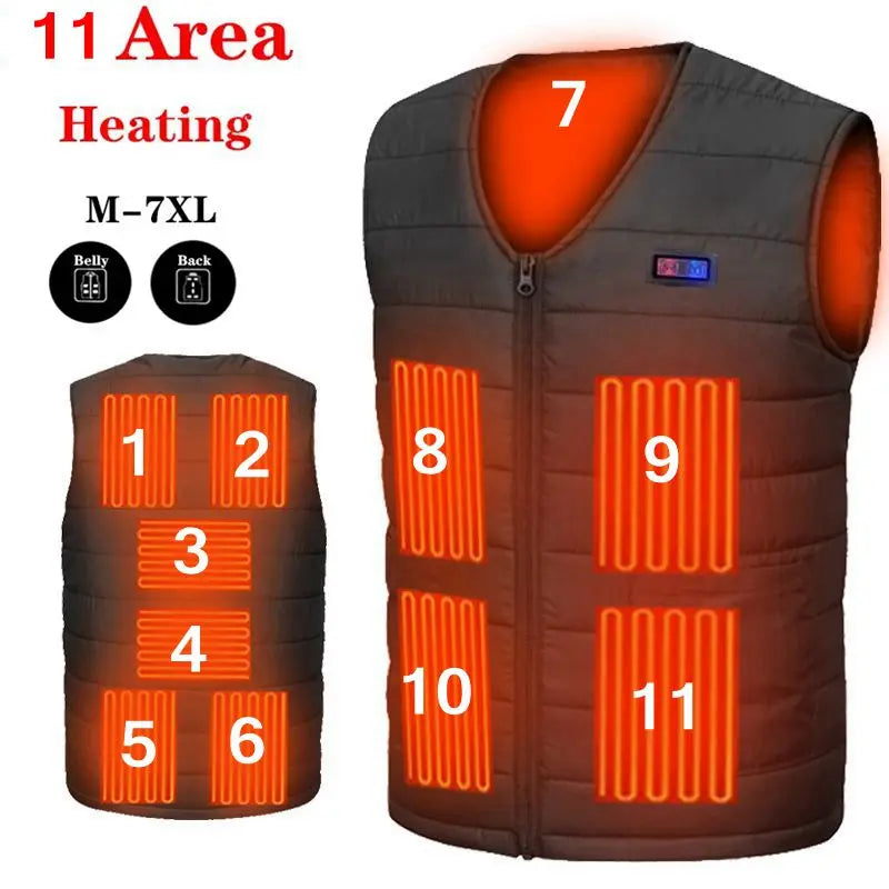 Gilet chauffant à 11 zones