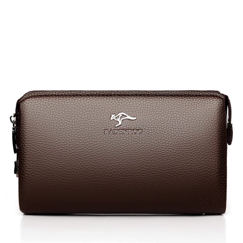 Luxury Brand Men's Wallet Leather Long Wallet  PU Leather Wallet Men Double Zipper Coin Pocket Purse Business Clutch Phone Bag