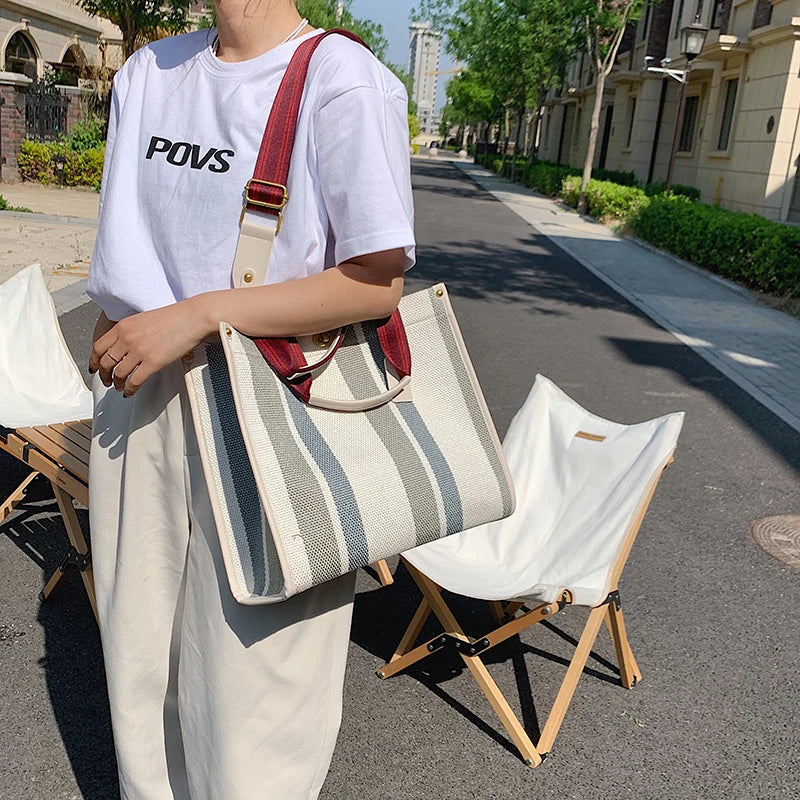 Luxury Women Canvas Handbags High Quality Ladies Large Capacity Purse Shoulder Bag Designer Female Travel Tote Messenger Bags
