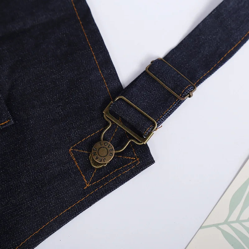 Tablier de cuisine unisexe en denim réglable pour homme et femme avec poche pour chef, cuisine, pâtisserie, nettoyage de la maison