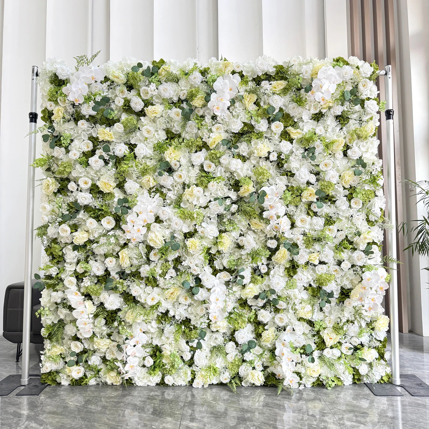 8*8 Lilac Blue Floral Wall Backdrop Panel Arrangement 3D Roll up Artifical Silk Rose Flower Wall for Home Wedding Party Decor