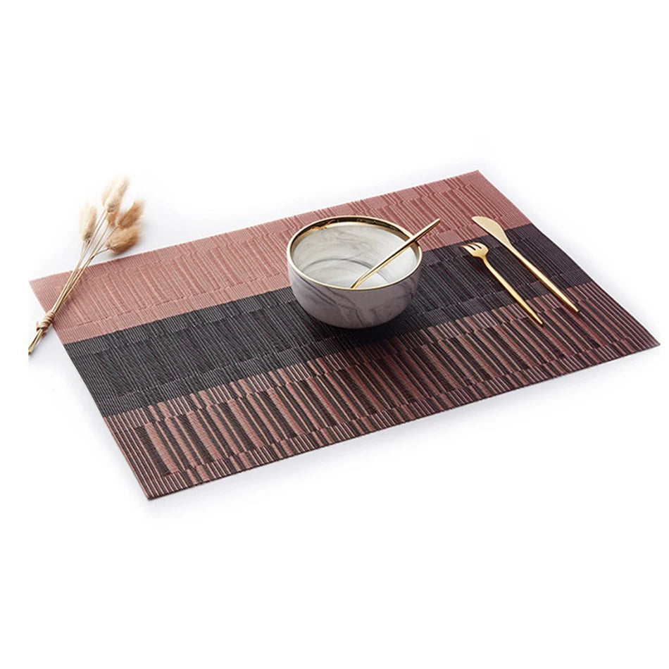 Placemats for Dining Table PVC Bamboo Pattern Table Mats Multiple Colors Non-Slip Heat Resistant Washable Easy to Clean