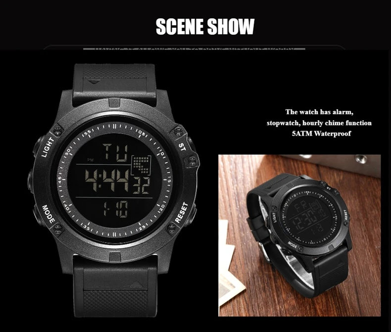 Men Watches Outdoor Sport Waterproof Digital Watch for Men Large LED Dial Fashion Khaki Military Wristwatch Relogio Masculino